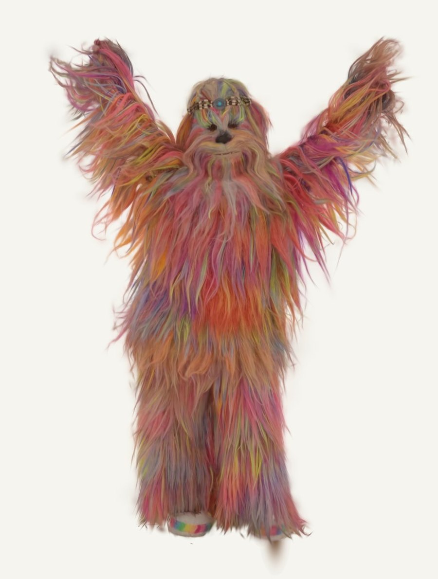 A still frame from a colourful Gaussian splat capture